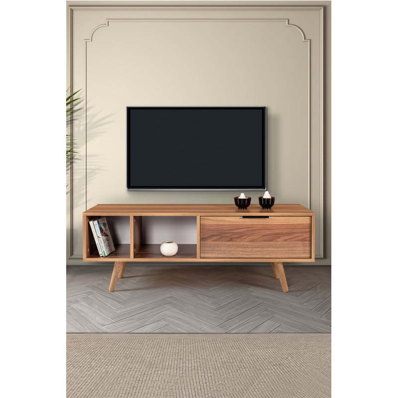 Meuble télé, 7.09" H x 62.99" W x 13.78" D, Sapphire Oak