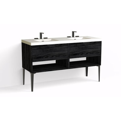 Modo 60" W Freestanding Double Bathroom Vanity with Dean Leg