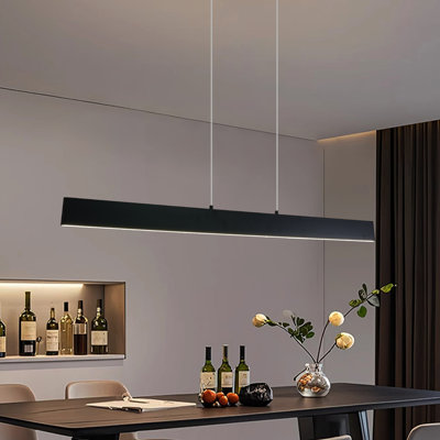 46.5" Black Island Linear Pendant Light Integrated Led Modern Led Linear Chandelier For Kitchen Island