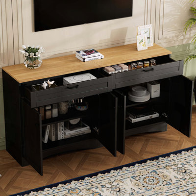 Meuble télé avec 2 tiroirs et tablettes réglables pour téléviseur de 70 po ou moins Farmhouse