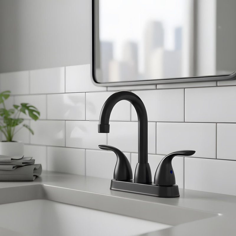 12" Bathroom Sink Faucet with 2-handle, Matt Black