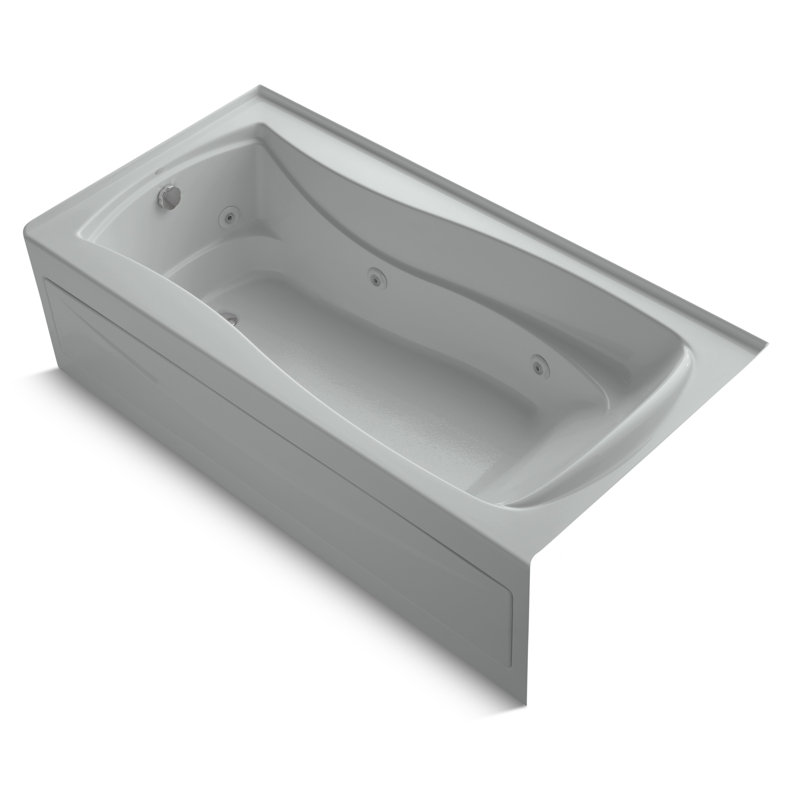 Mariposa 72" x 36" Alcove Whirlpool Acrylic Heater Bathtub, Ice Gray, Left