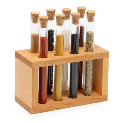 Freestanding Wood Spice Jar & Rack Set