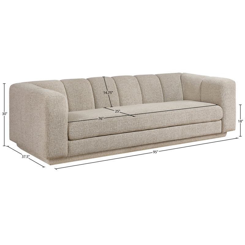 Canapé en tissu 95 po Chiquita, Tissu beige