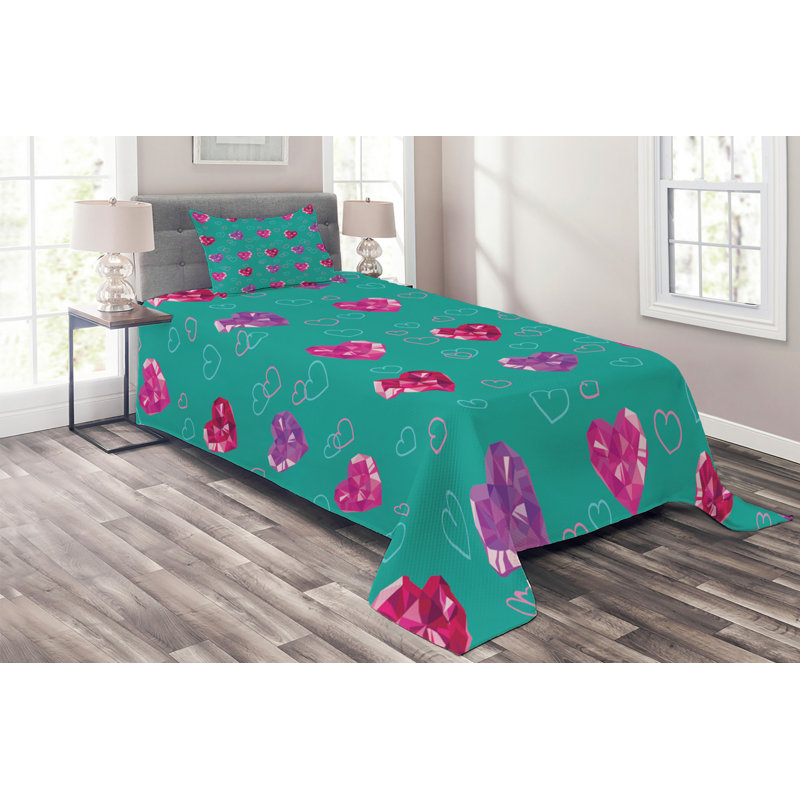 Modern & Contemporary Polyester Coverlet, Twin Bedspread + 1 Sham