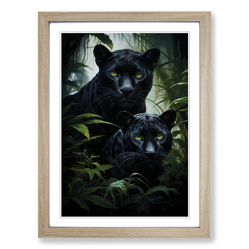 Panther Gothic - Single Picture Frame Print, Oak Framed, 64cm H x 46cm W x 2" D