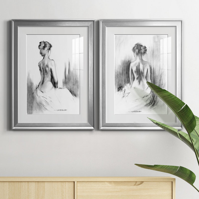 «Soft Silhouette I», ensemble de 2 reproductions d'art, H 30,5 po x l 85 po, Impression encadrée avec passe-partout