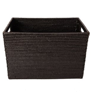 Willa Woven Black Leather Storage Basket Large + Reviews
