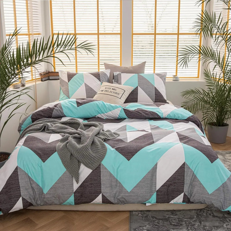 Ensemble d'édredon pour lit simple 2 pièces avec taie d'oreiller Collection de literie en coton mélangé Plusieurs options de style Confort toutes saisons