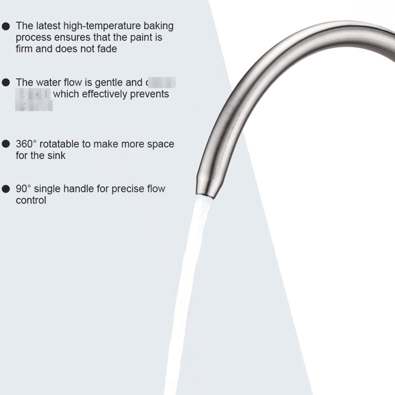 Kitchen Water Tap - Stainless Steel, No Leakage, 360 Swivel, Elegant Appearance Drinking Faucet Rotation, Smooth Inner Wall, Modern Style