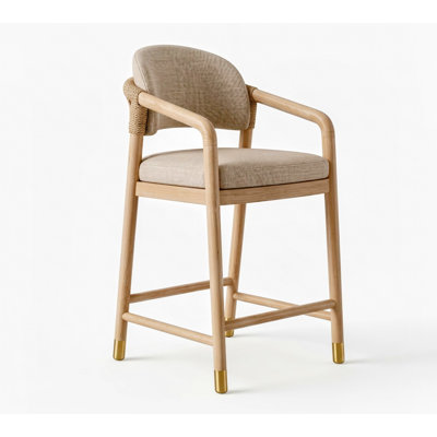 Paros Blonde Rope-Backed & Upholstered Counter Stool