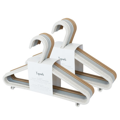 3 Sprouts - Wheat Straw Plastic Hangers for Baby Clothes - Pack Of 30 - Assorted