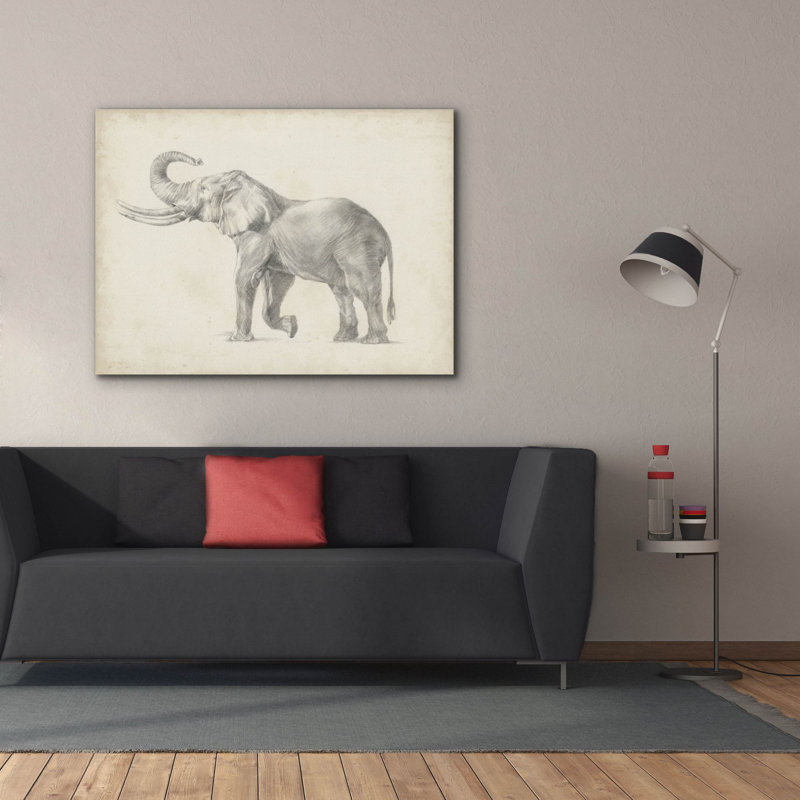 «Elephant Sketch 1» par Ethan Harper, art mural sur toile, 54 po x 40 po