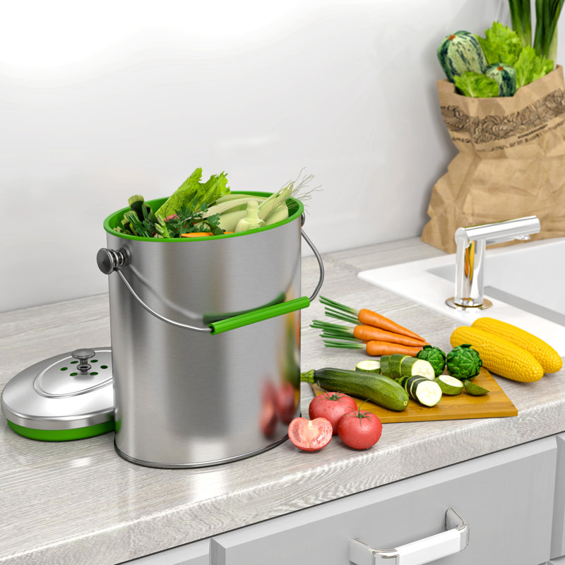 Bac à compost ovale en acier inoxydable 1,6 gallon
