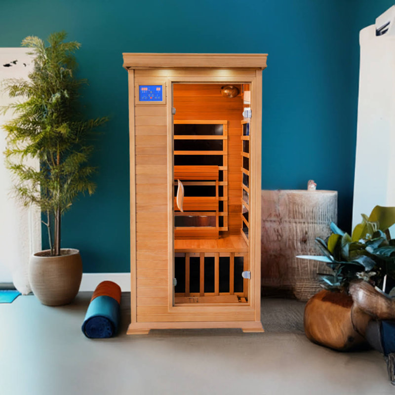 SunRay Saunas 1 - Person Bluetooth Compatible FAR Infrared Sauna in Cedar