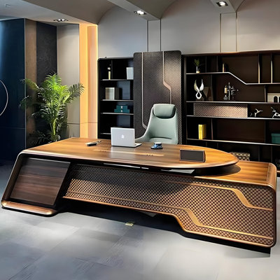 118.11"Modern Luxury Solid Wood Executive Desk by Orren Ellis