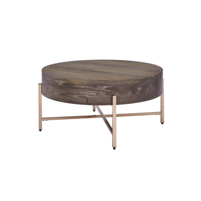 Light Brown And Champagne 1-Drawer Coffee Table