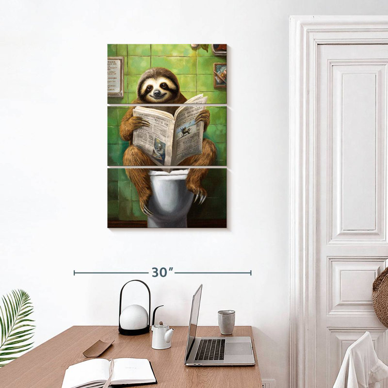 Ketti Sloth On A Toilet, 32" H x 20" W