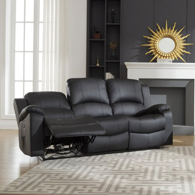 Manervia 3 Seater Faux Leather Reclining Sofa