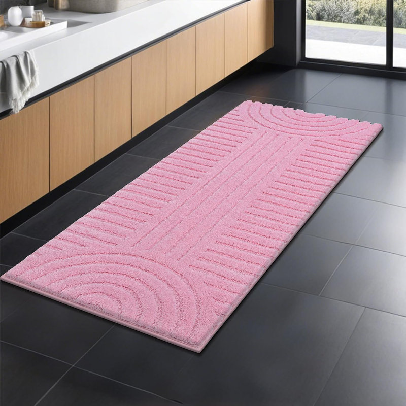 Soft Bathroom Runner Rugs 24"x60" Non Slip Boho Bath Mats Microfiber Absorbent Carpet for Bath Room Machine Washable Shaggy Bath Rugs for Shower Bathtub Home Decor