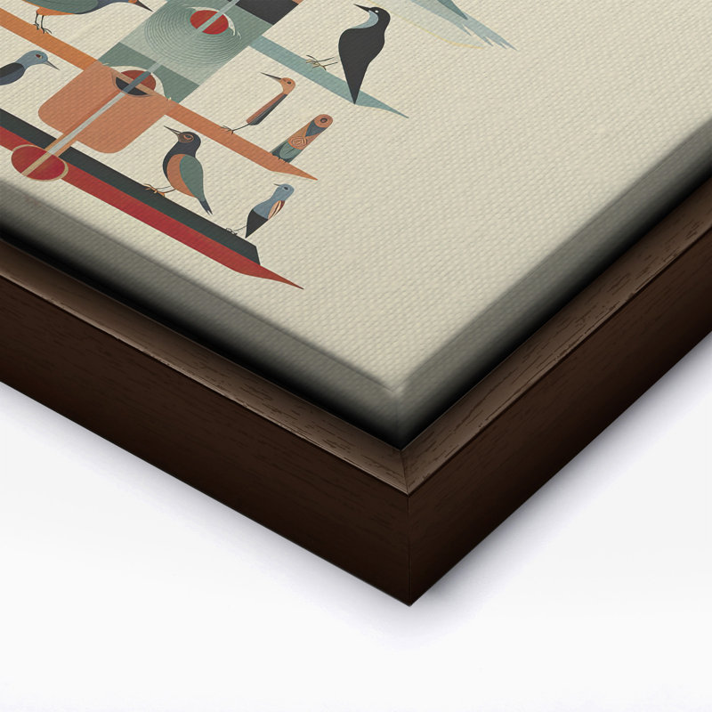 Tour des oiseaux, Canvas, 24"H x 32"W, Brown Framed