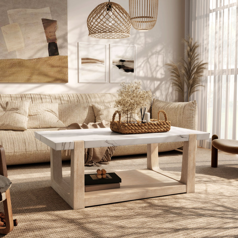 Table basse moderne en bois avec tablette ouverte Niangua, Brun