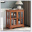 Vitrine à DEL rétro avec tablettes réglables et portes en treillis pour le décor et l'organisation de la maison-559475637