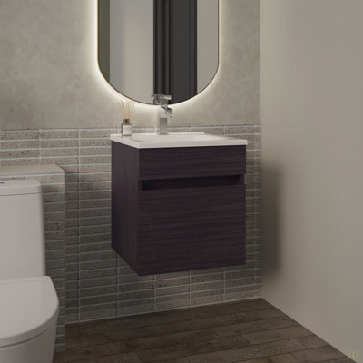 Meuble-lavabo flottant de 18 po de largeur avec une armoire et deux tablettes