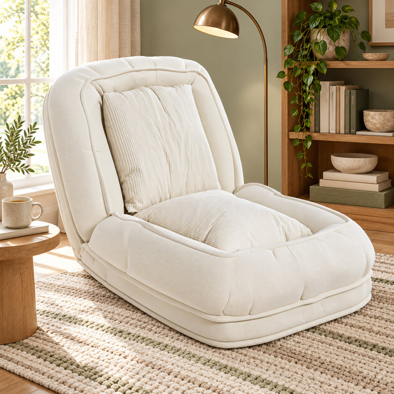 33.86 " Corduroy Sofa, White