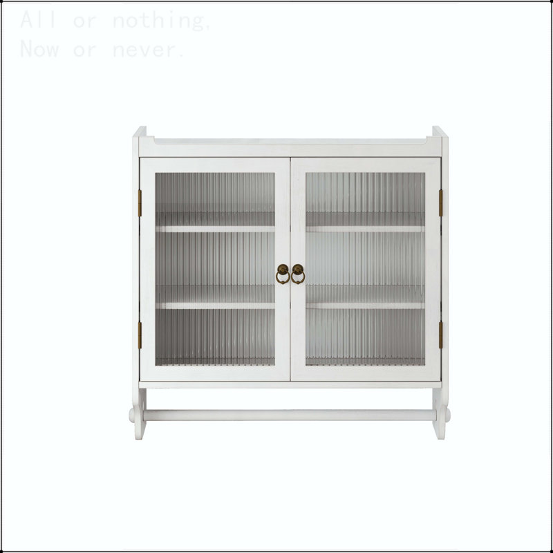 Armoire murale 24,8 po en verre rétro avec rangement à trois niveaux et porte-serviettes, Blanchies