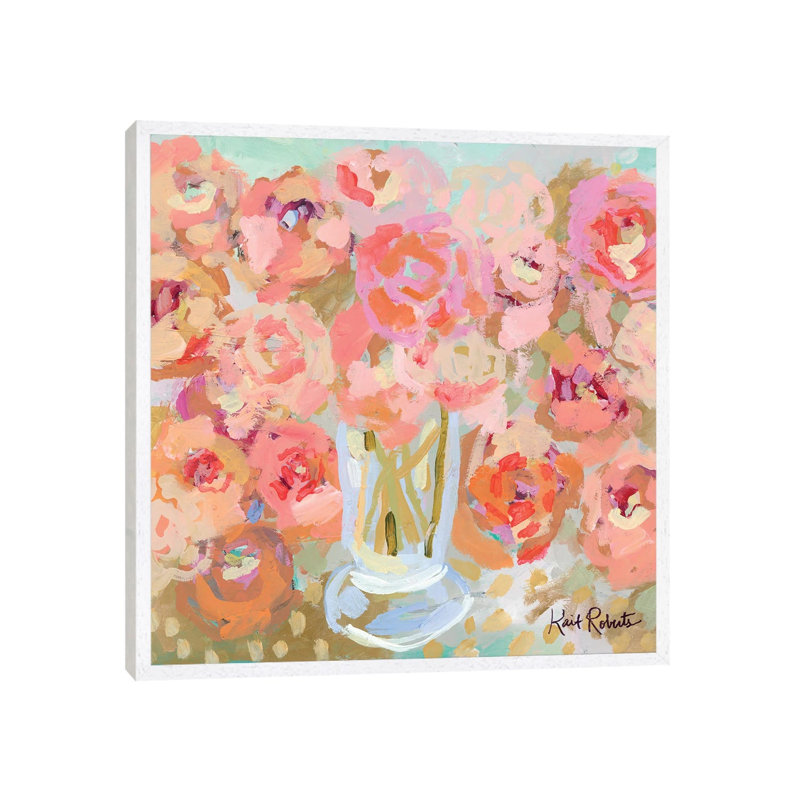 Bountiful Blooms by Kait Roberts - Painting on Canvas, White Framed, 66.04cm H x 66.04cm W x 3.81cm D
