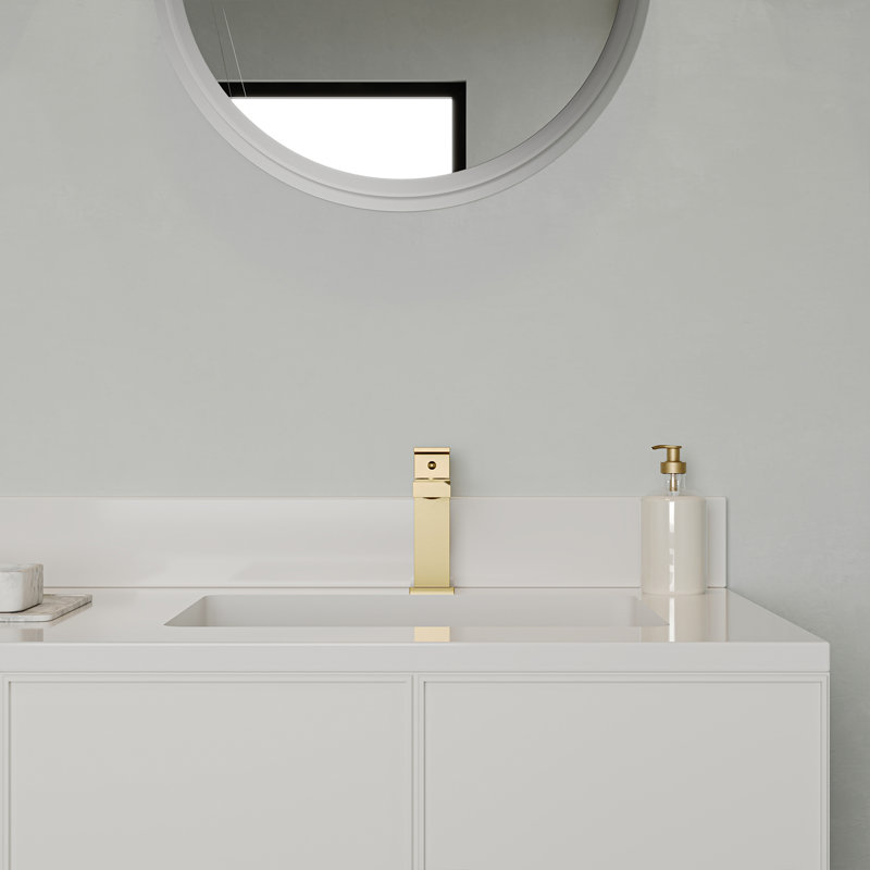 Single-handle Bathroom Faucet with Drain Assembly, Brushed Gold