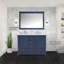 Meuble-lavabo double bleu marine 48 po X P 22 po D, plateau en marbre de culture et Miroir