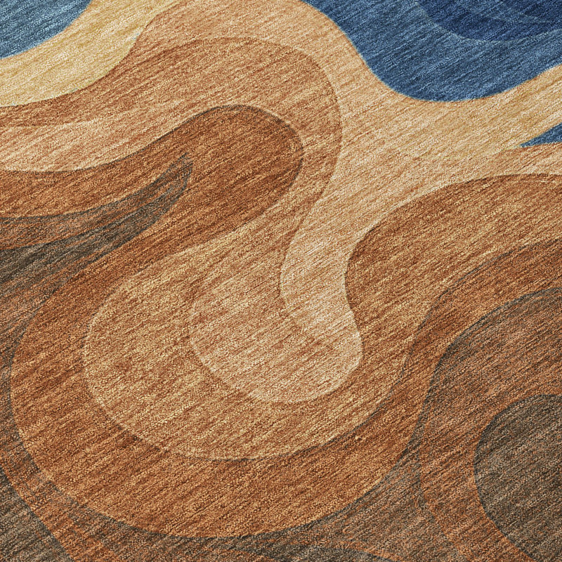 Machine Washable Indoor/Outdoor Chantille ACN2468 Abstract Rug, Paprika, 5' x 7'6"