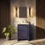 Meuble-lavabo bleu marine 24 po X P 20 po D, dessus en quartz blanc et robinet chromé-117978775