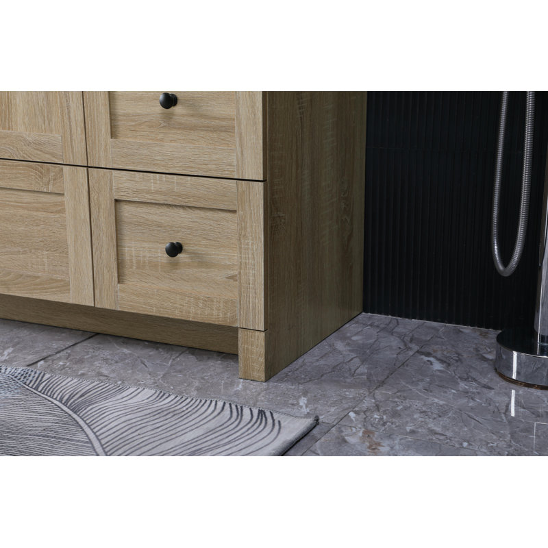 Meuble-lavabo simple avec plateau en marbre Soma, Bois de manguier