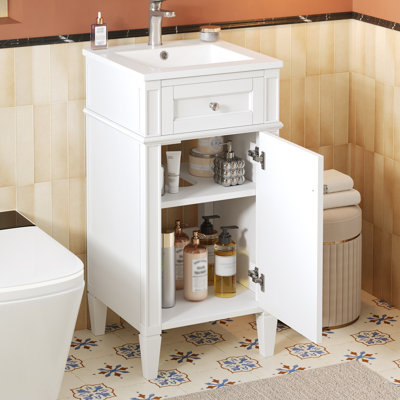 Meuble-lavabo avec lavabo en céramique 16 po Nyvorax