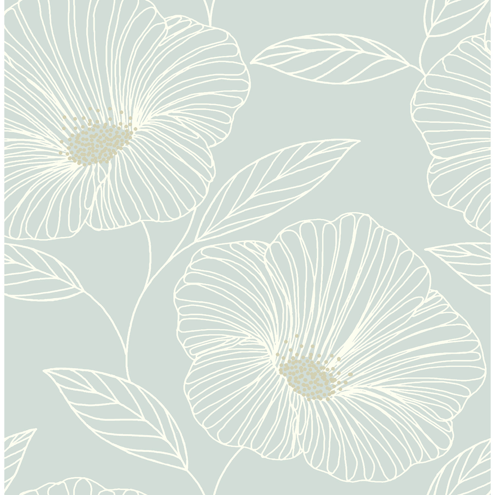 Mistral Mythic Floral Wallpaper Sample, Seafoam
