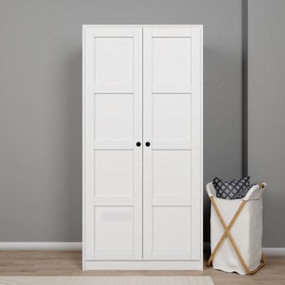 Armoire polyvalente moderne, blanche, 37,0 po x 74,8 po x 23,6 po | 100% panneau de particules enduit de mélamine, épaisseur: 0,7 pouce | Nombreuses tablettes à fixation murale de conception scandinave pour des solutions de rangement élégantes