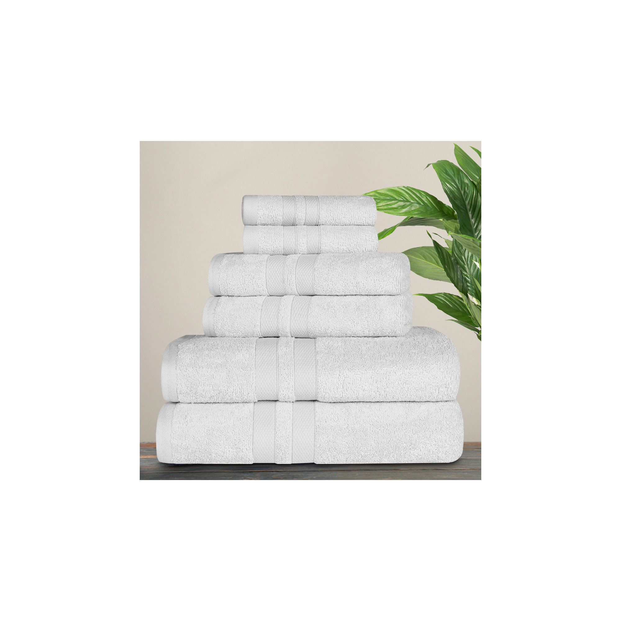 Amoy Soft 6 Piece 100% Cotton Towel Set, Silver