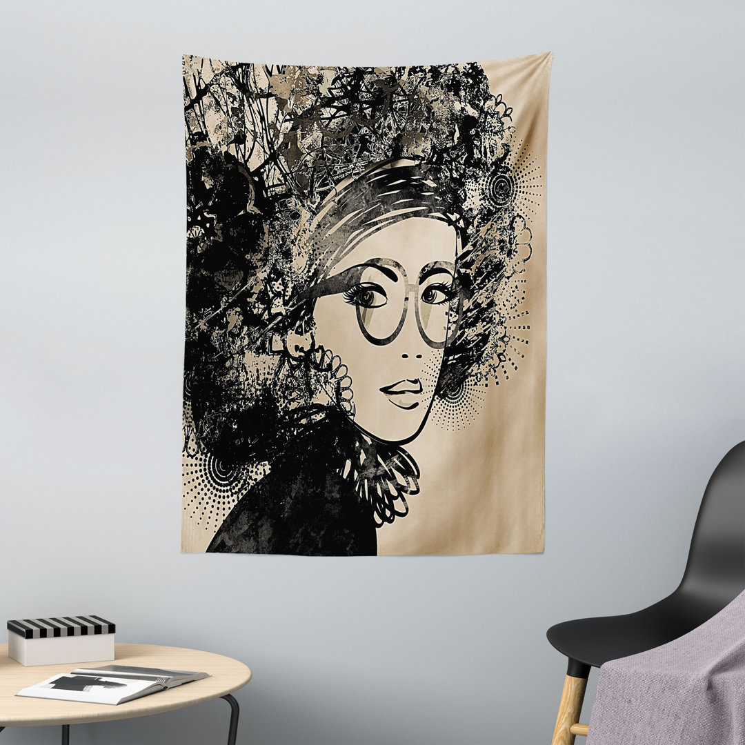 Wandbild Retro Lady Grunge Afro Haar