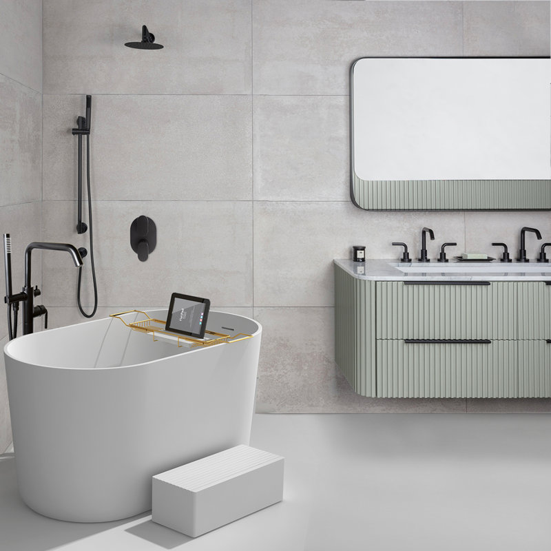 Freestanding Bath Caddy, Brushed Gold/Marquina