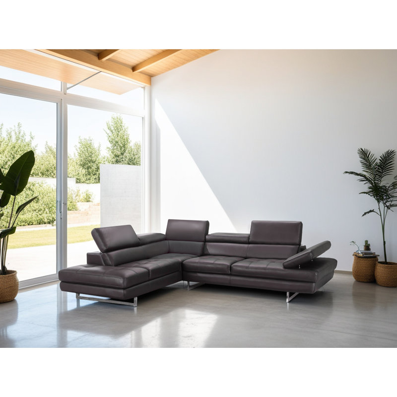Canapé modulaire en cuir 2 pièces Antalya, Café
