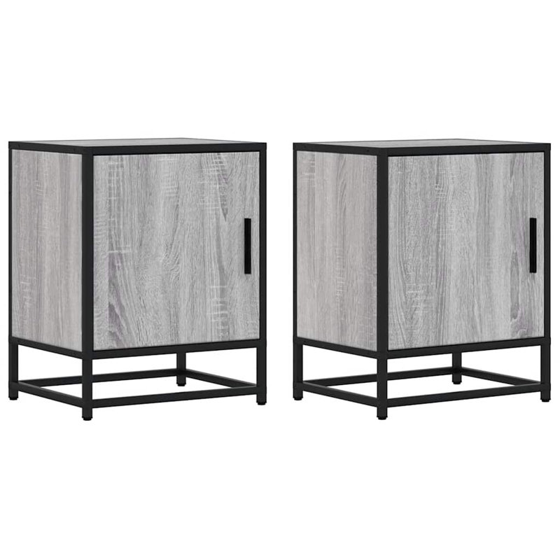 40cm W Metal Bedside Table, Grey Sonoma