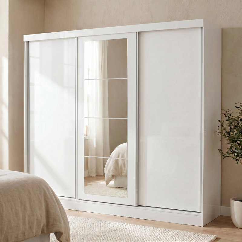 Cascio 3 Door Sliding Wardrobe, High Gloss White