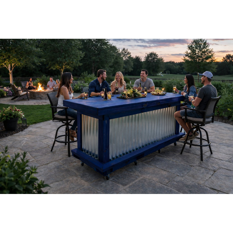 Table de bar de 7 pieds avec comptoir de réception intérieur et extérieur
