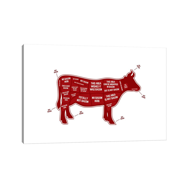 Pas du bacon - Vache, H 18 po x l 26 po x P 1,5 po