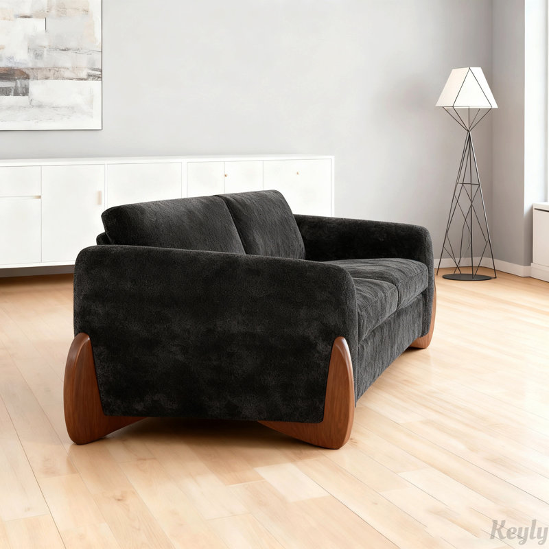 Canapé en chenille de 89 po L, Noir