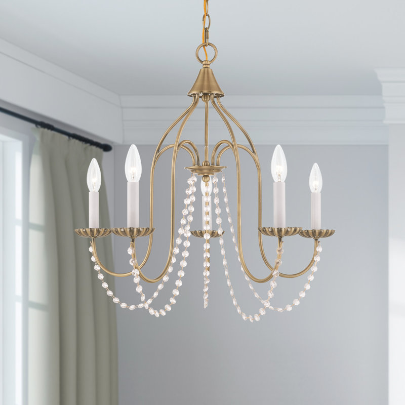 Hauppauge 5 - Light Dimmable Classic / Traditional Chandelier, Antique Brass