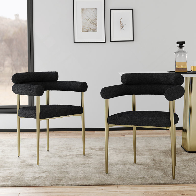 Ensemble de 2 chaises de salle à manger Woker, Doré, Noir